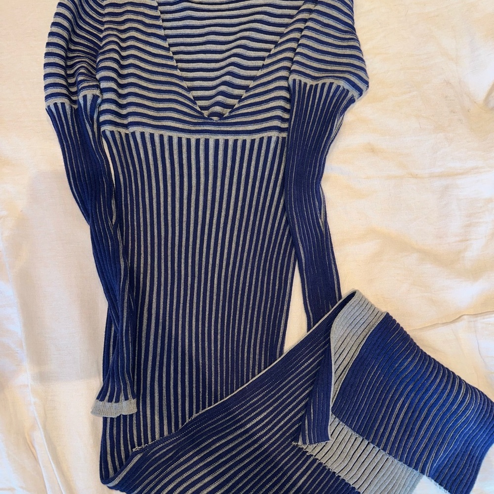 Knitz for Love and Lemons Blue Ribbed Dress